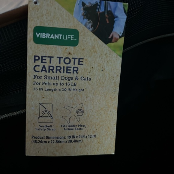 Vibrant Life Pet Tote Bag Carrier for Small Dogs & Cats 16 lbs  16” x 10” BNWT - Picture 12 of 15